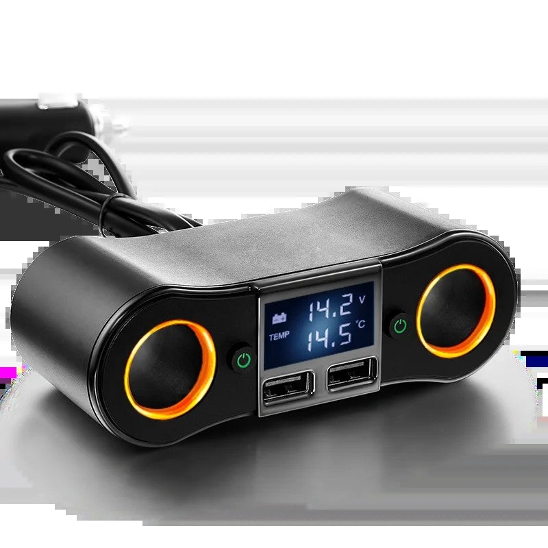 Bluejw 80W Car Charger Adapter Socket Splitter - 3.1A Dual USB Ports, LED Voltage Display, On/Off Switch Cigarette Lighter Automobile Charger - Image 2